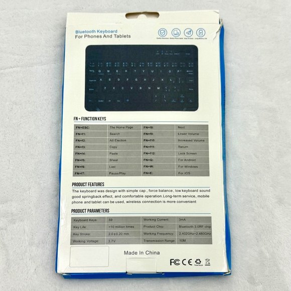 Bluetooth Keyboard for Phones & Tablets 7" Wireless Black - Picture 5 of 9